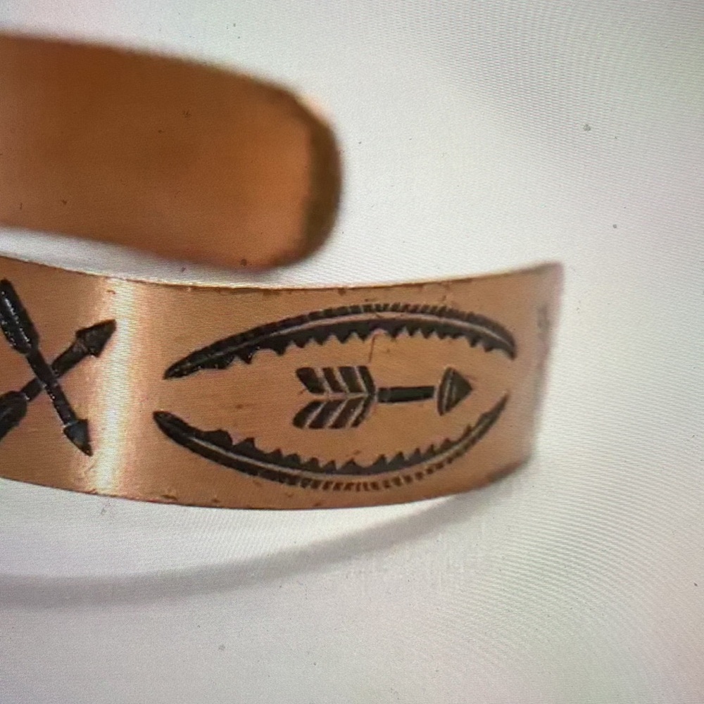 Vintage Native American Solid Copper Handmade Cuf… - image 7